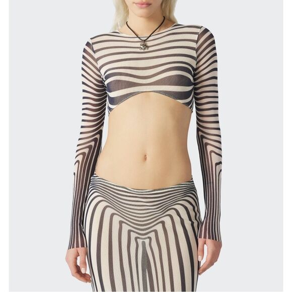 JEAN PAUL GAULTIER Navy Blue Body Morphing Crop Top - Picture 1 of 4